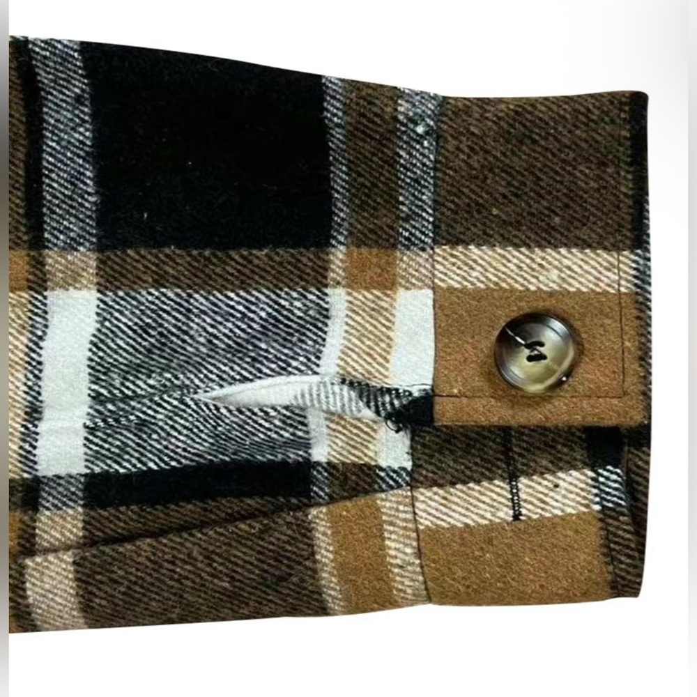 Classic Brown Plaid Long Shacket - New in Package XL - Picture 5 of 6
